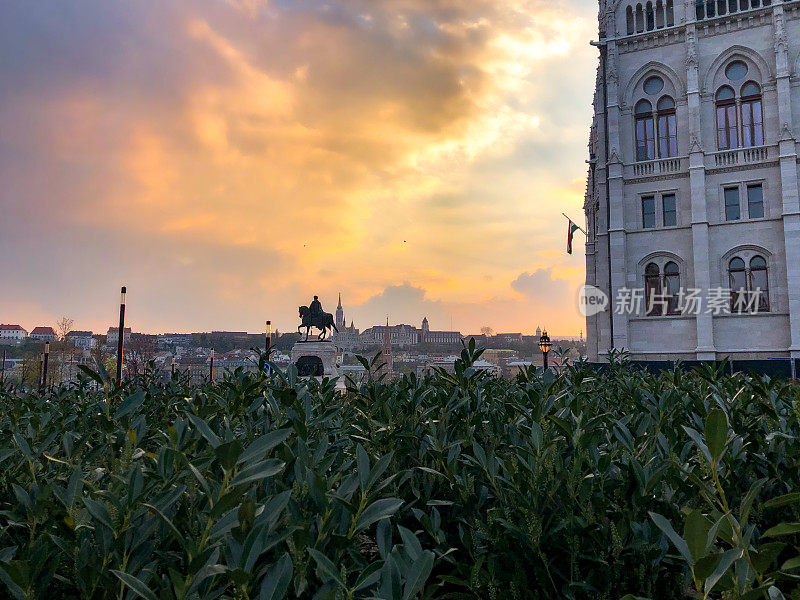 Gyula Andrássy statue at sunset